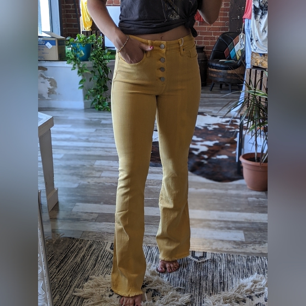 Dear John Sadie Canary Yellow High Waisted Fare Jeans - Picture 2 of 10